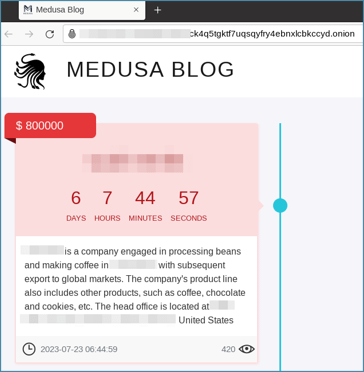 Image from dark web = Medusa blog
