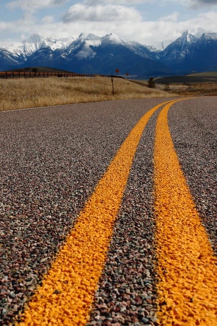 The road leading to the Mission Mountains, St. Ignacious, MT. Photograph by Jay Combs.